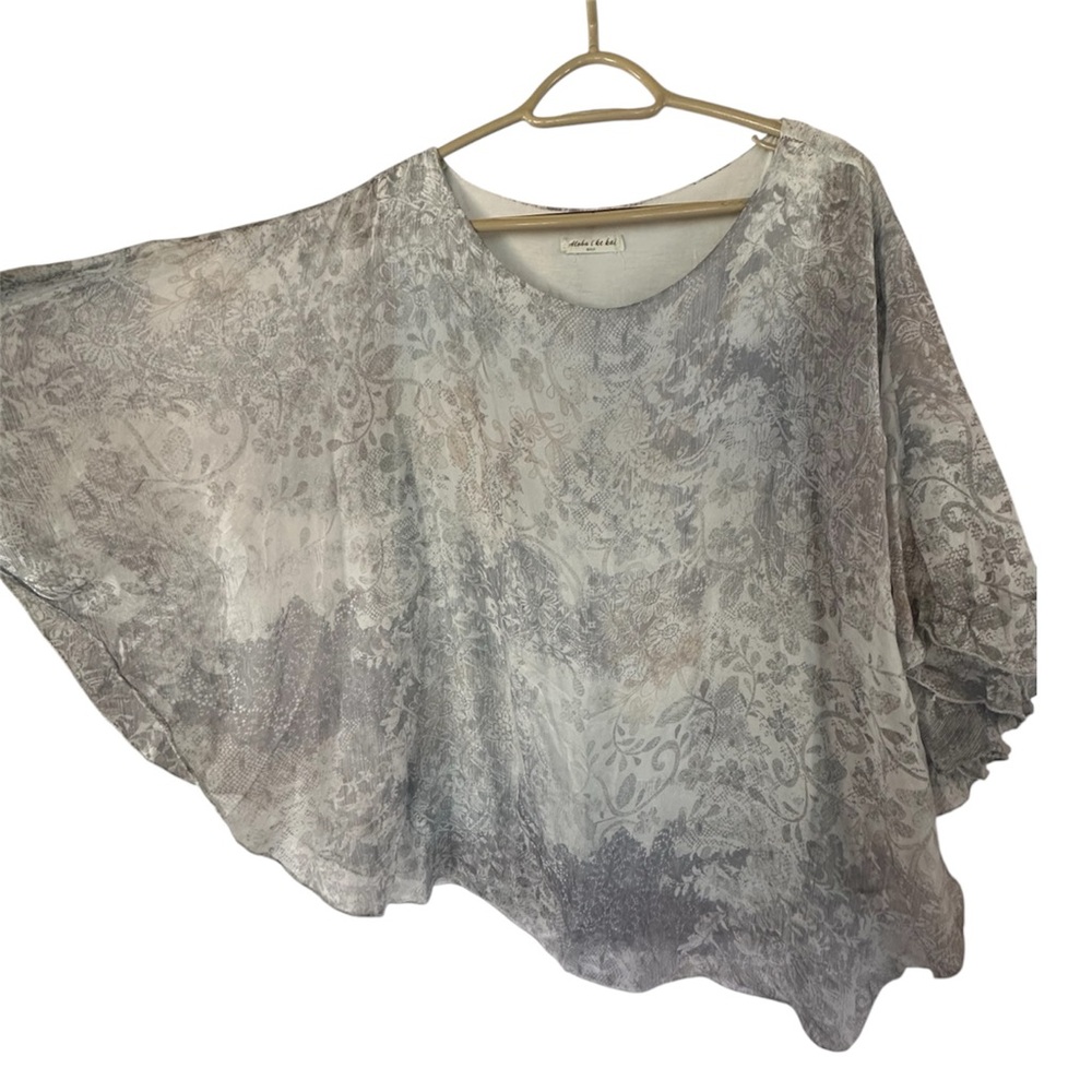 Aloha i ke kai Maui Silk Blend Poncho Top -Made In Italy- Medium